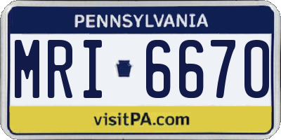 PA license plate MRI6670