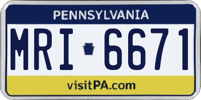 PA license plate MRI6671