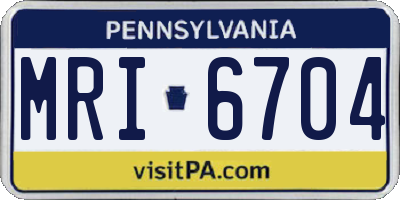 PA license plate MRI6704