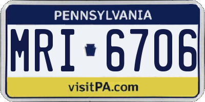 PA license plate MRI6706