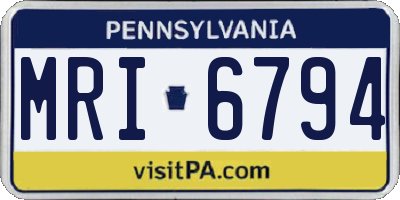 PA license plate MRI6794