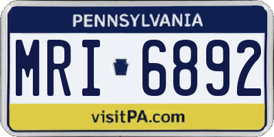 PA license plate MRI6892