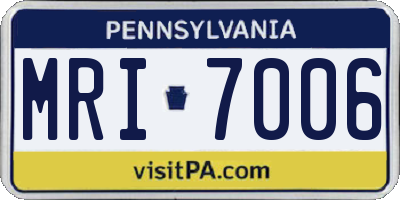 PA license plate MRI7006