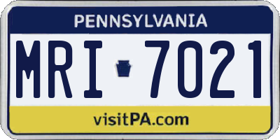 PA license plate MRI7021