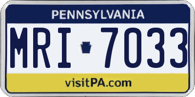 PA license plate MRI7033