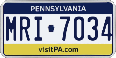 PA license plate MRI7034