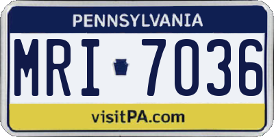 PA license plate MRI7036