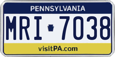 PA license plate MRI7038