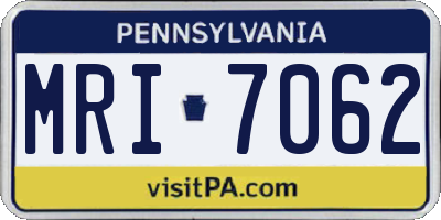 PA license plate MRI7062