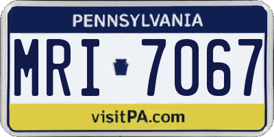 PA license plate MRI7067