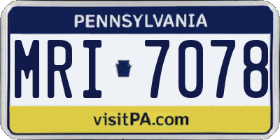 PA license plate MRI7078