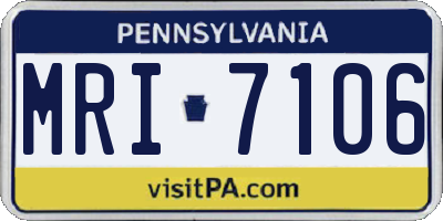 PA license plate MRI7106