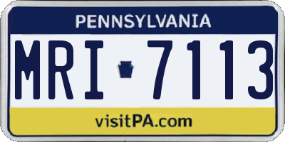 PA license plate MRI7113