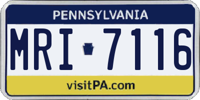 PA license plate MRI7116
