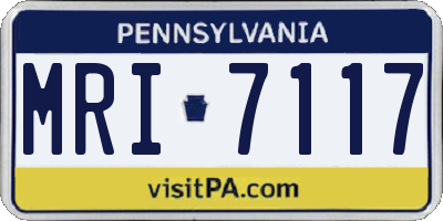PA license plate MRI7117