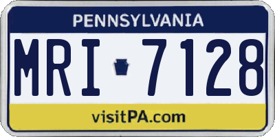 PA license plate MRI7128