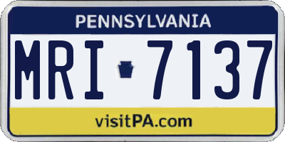 PA license plate MRI7137