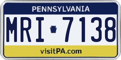 PA license plate MRI7138