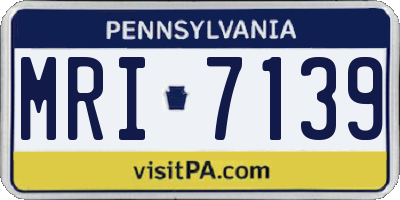 PA license plate MRI7139