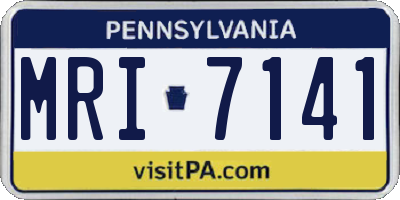 PA license plate MRI7141