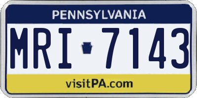 PA license plate MRI7143