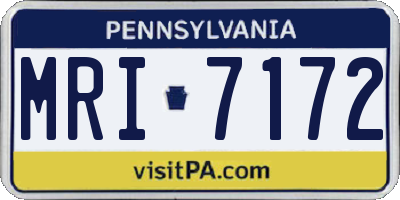PA license plate MRI7172