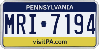 PA license plate MRI7194