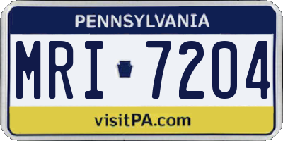 PA license plate MRI7204