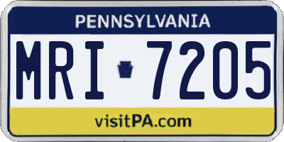PA license plate MRI7205