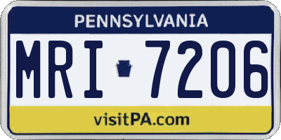 PA license plate MRI7206
