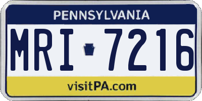 PA license plate MRI7216