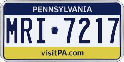 PA license plate MRI7217