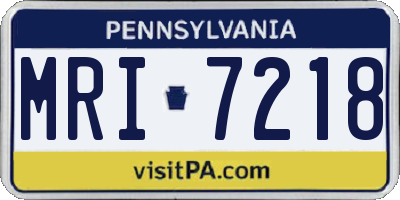 PA license plate MRI7218