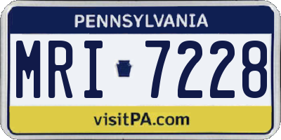PA license plate MRI7228