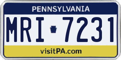 PA license plate MRI7231