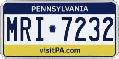 PA license plate MRI7232