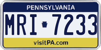 PA license plate MRI7233