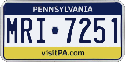 PA license plate MRI7251