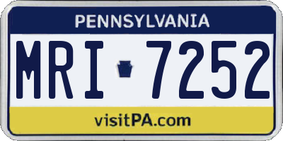PA license plate MRI7252