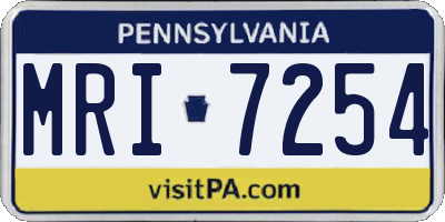 PA license plate MRI7254