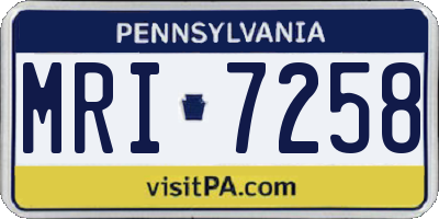 PA license plate MRI7258