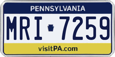 PA license plate MRI7259