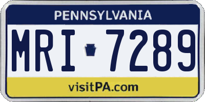 PA license plate MRI7289