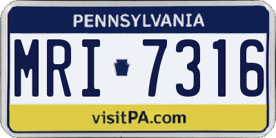 PA license plate MRI7316
