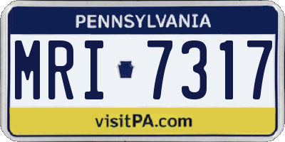 PA license plate MRI7317