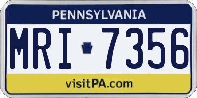 PA license plate MRI7356