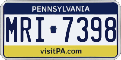 PA license plate MRI7398