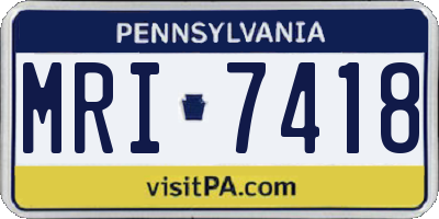 PA license plate MRI7418