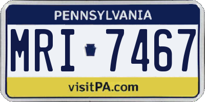PA license plate MRI7467