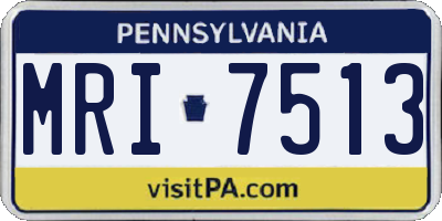 PA license plate MRI7513